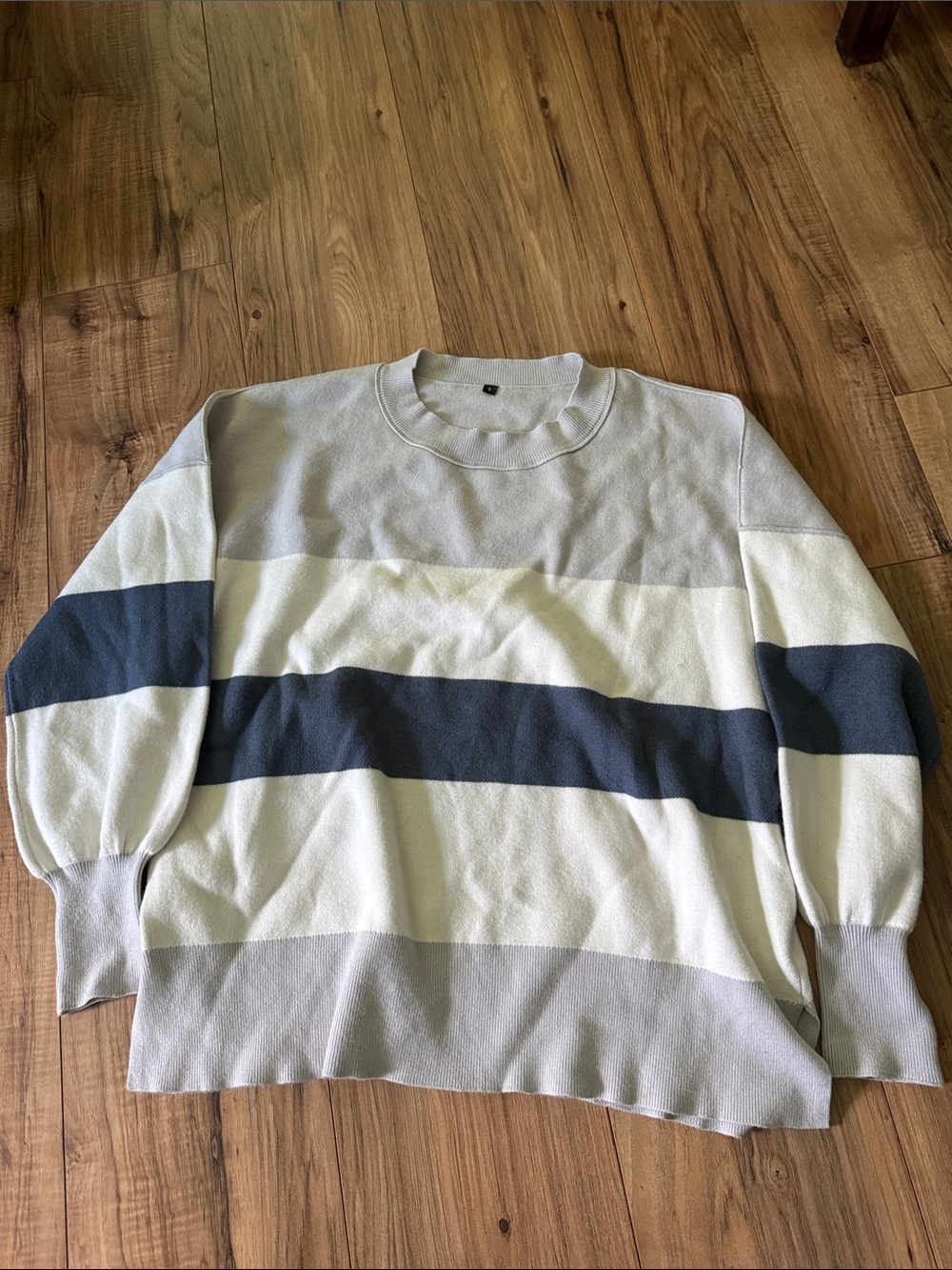 Women’s Crewneck Striped Sweater in Light blue, White & Navy